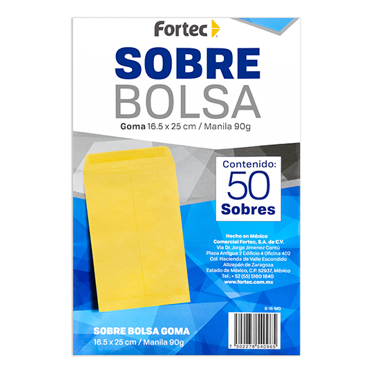 Sobre Manila Engomado Fortec Esquela Caja con 50 Piezas