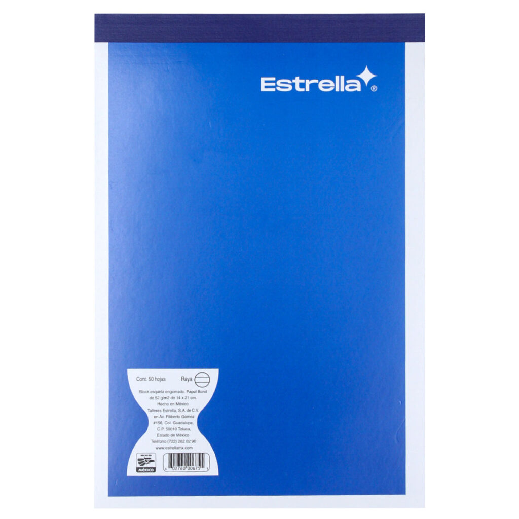 BLOCK ESQUELA 50HJS ESTRELLA RAYA ATADO DE 5 PZAS.