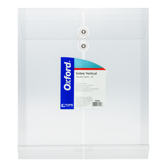 Sobre porta documentos vertical Oxford carta color blanco 1 pieza