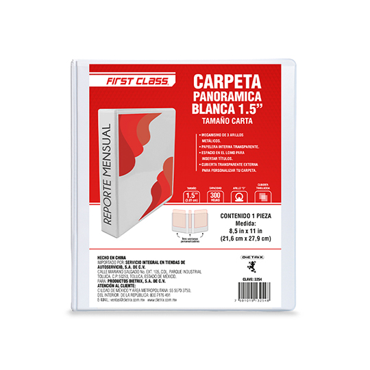 Carpeta carta DIETRIX 1.5 IN herraje O blanca con ventana