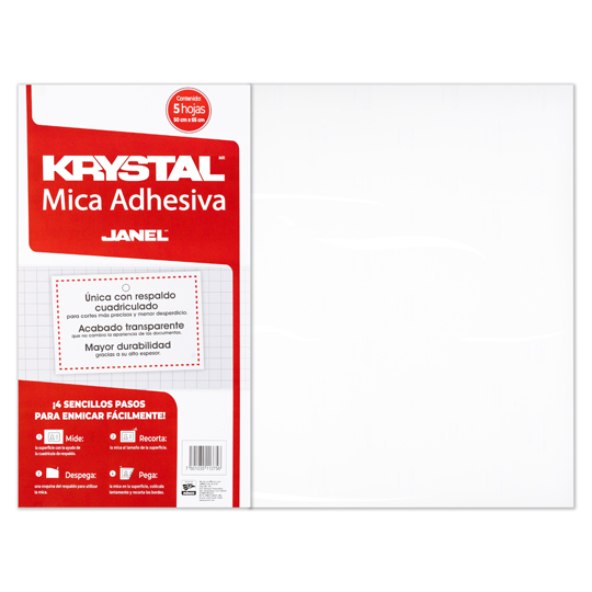 Mica adhesiva 50 cm x 65 cm bolsa con 5 hojas