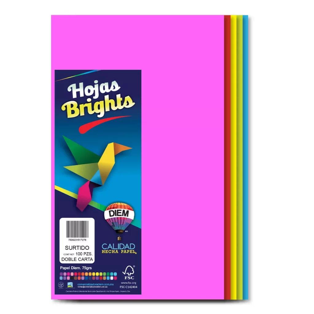 HOJA DOBLE CARTA 75GRS C/100 COLOR
