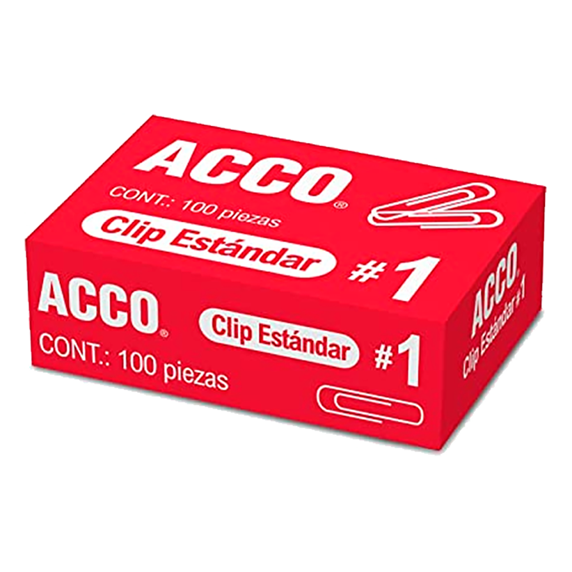 ACCO P1650 CLIP ESTANDAR NO. 1 PLATEADO 32 MM CAJA 100 PZAS 