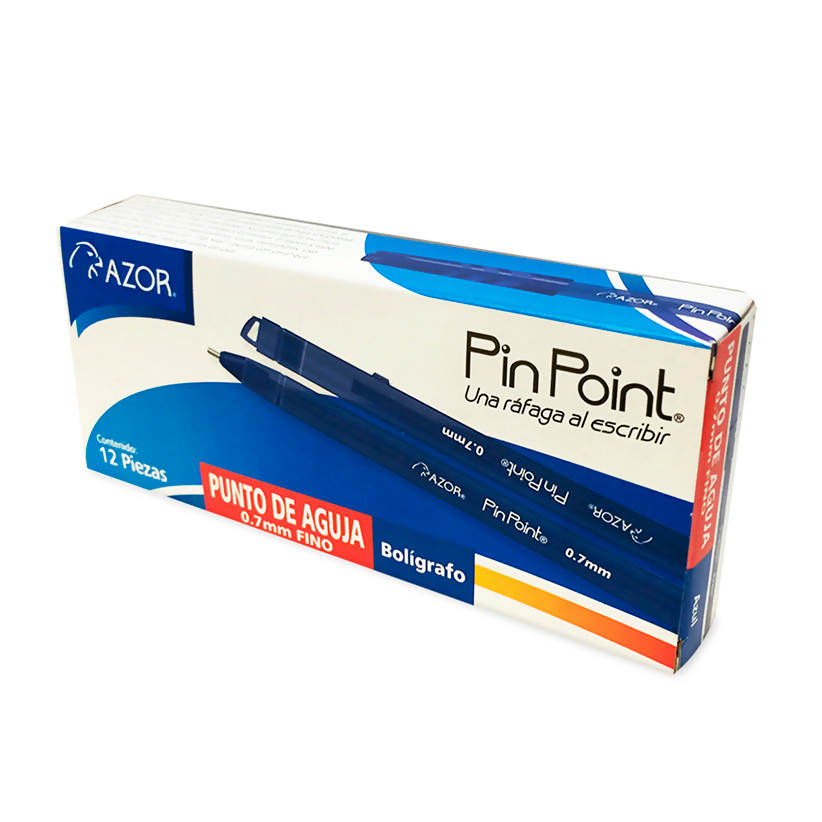 Azor Bolígrafos Pin Point Tinta Color Azul 0.7 mm Caja Con 12Pzs [AZO-BOL-6820A]