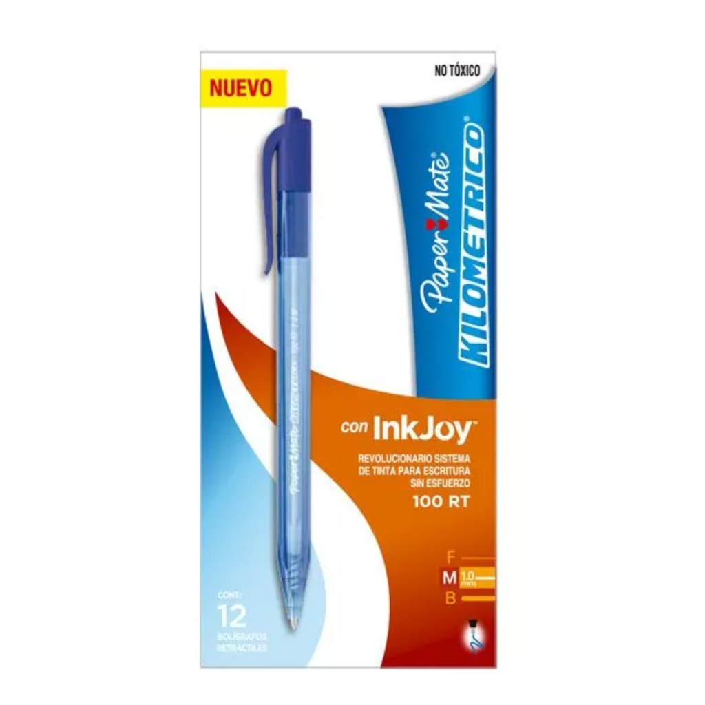 Bolígrafo PaperMate Kilométrico 1 mm Azul Escritura Suave y Confiable Caja 12 pzs [BER-BOL-29424]