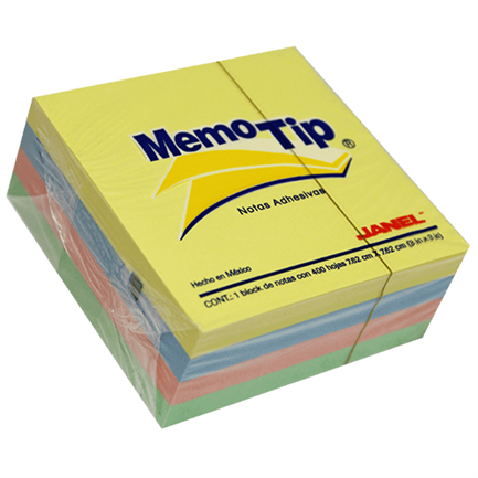 Papeleta Janel Memo Tip 54P 3×3 Cubo Pastel C/400 