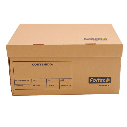Caja de archivo de cartón Fortec oficio con tapa incluida