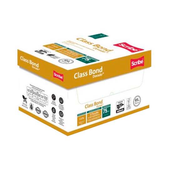 Caja de Papel Class Bond Dorado Scribe Tamaño Carta 93% de Blancura 75gr. con 5000 Hojas