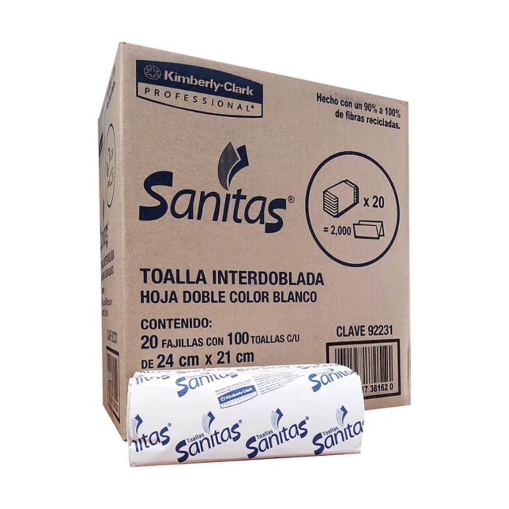 Sanitas Toalla Higiénica 20 Paquetes De Toallas Caja Con 2000 Pzs.  92231
