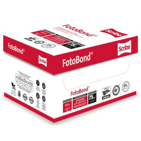 Caja de papel bond Fotobond Scribe tamaño carta 95% de blancura 75gr.