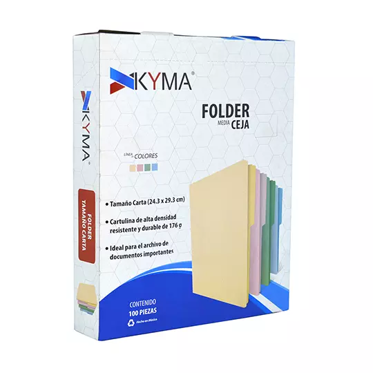 Folder Kyma Tamaño Carta Color Crema Cajilla Con 100 Pzs.