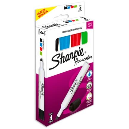 Sharpie Acuacolor Base Agua Estuche Con 4 Pzas – Punta Cincel [BER-MAR-2184198]