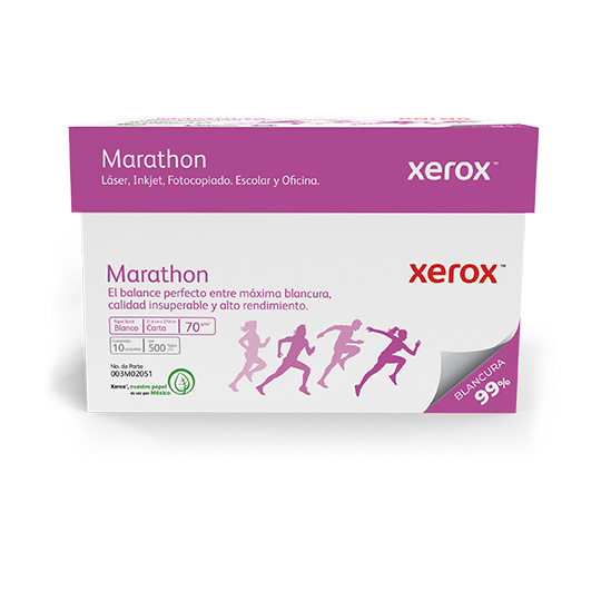 Caja de papel bond Marathon Xerox tamaño carta 99% de blancura 70gr.