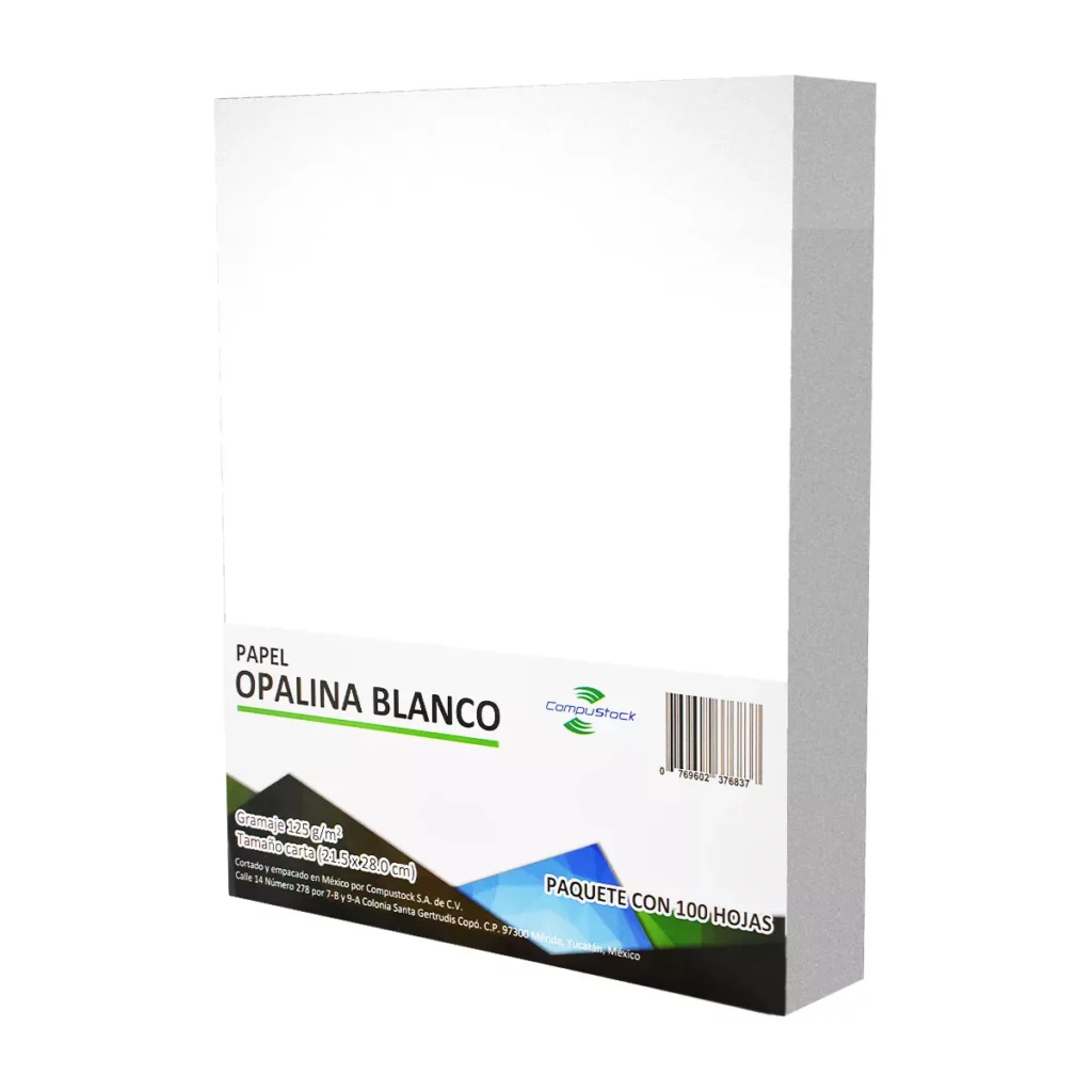 PAPEL CARTA OPALINA BLANCA 125GRS C/100
