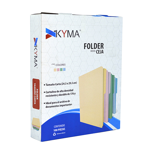 FOLDER KYMA TAMAÑO CARTA COLOR CREMA CEJILLA PAQ. C/ 100 PZAS. 
