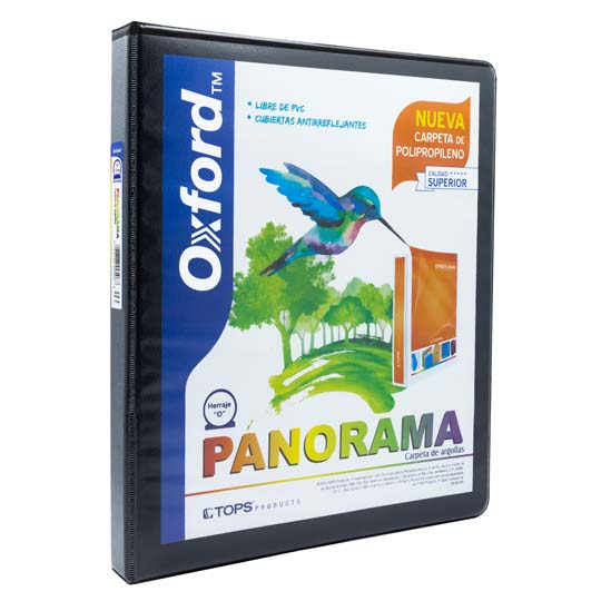 Carpeta panorámica Oxford carta negra herraje de 0.5 pulgada "O"
