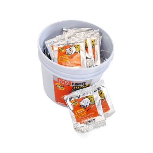 Cubeta con 50 sobres de veneno en churrito mata ratas y ratones Cazafacil