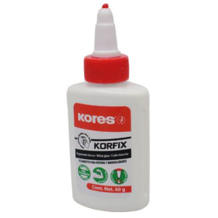 Pegamento Blanco Líquido Kores Korfix de 60 g para Oficina y Manualidades
