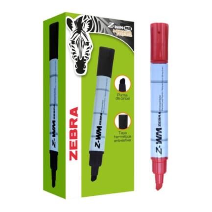 Marcador Zebra para Pizarrón Blanco Z-WM Bold Color Rojo C/12 Pzas