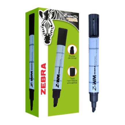 Marcador Zebra para Pizarrón Blanco Z-WM Bold Color Negro C/12 Pzas