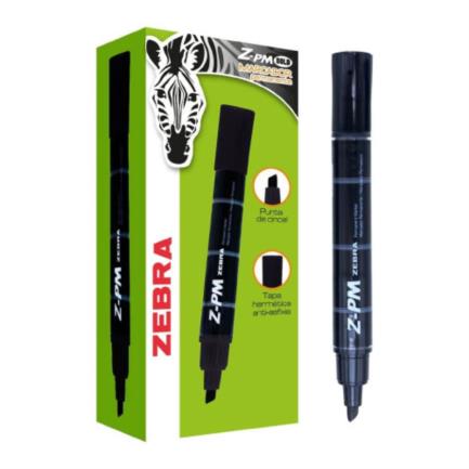 Marcador Permanente Zebra Z-PM Bold Punta Cincel 0.5mm Color Negro C/12 Pzas