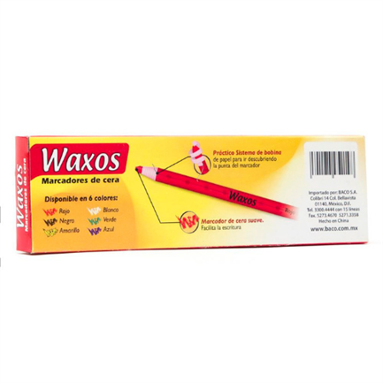 Marcador Baco cera rojo C/12