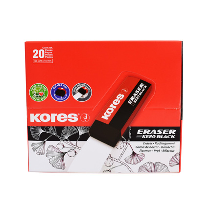 Borrador Kores KE-20 Dust Free Negro Caja C/20 Piezas