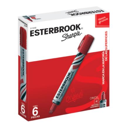 Marcador Permanente Esterbrook Color Rojo C/6 PZAS