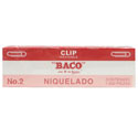 Clip Niquelado Baco #2 Paquete c/10 Cajas c/100 Clips C/U