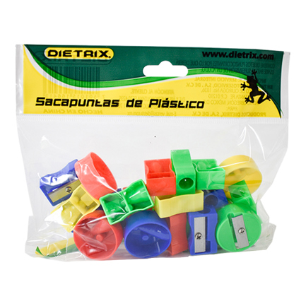 Sacapuntas Dietrix Plastico Un Orificio Colores Surtidos Bolsa C/25