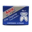 Clip Baco Gigante #1 Zincado Mariposa  Caja c/12 Clips