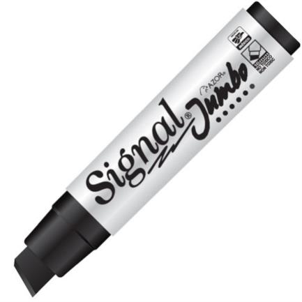 Marcador Permanente Signal Jumbo Punta Cincel Color Negro C/4 PZAS
