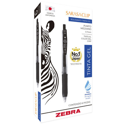 Boligrafo Zebra Sarasa Clip rollerball retractil punto mediano 0.7 tinta gel color azul caja c/6