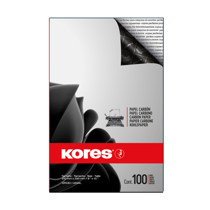 Papel carbon Kores typo oficio C/100 hojas
