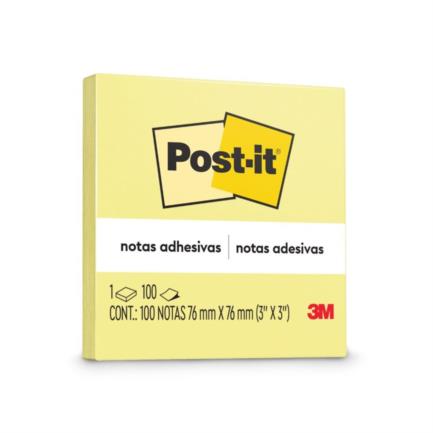 Notas 3M Post-It 654 3X3 Amarillo 100Hjs C/12