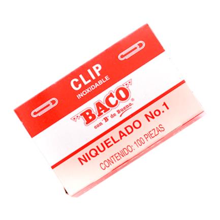 Clip Niquelado Baco #1 Paquete c/10 Cajas c/100 Clips C/U