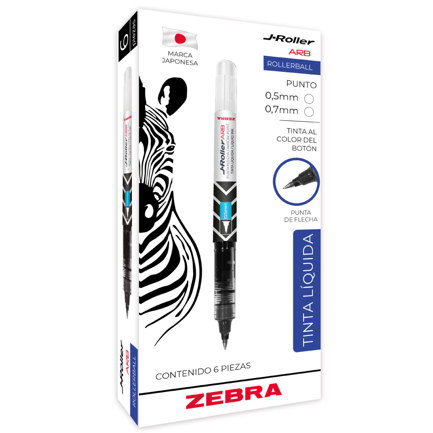 Boligrafo Zebra J-Roller ARB Punto Med 0.7mm Color Azul C/6pz