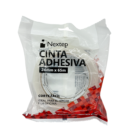 Cinta Adhesiva Nextep Corte Facil 24mm X 65mts Bolsa c/2 Piezas