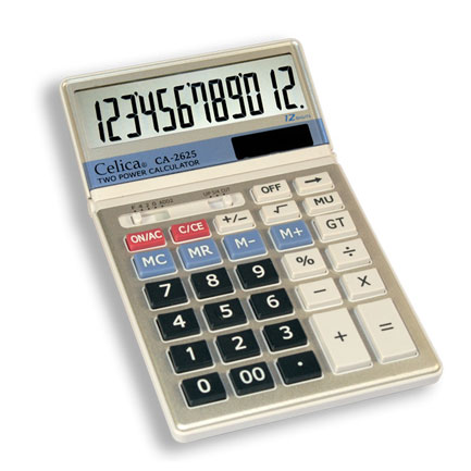 Calculadora Celica semi-escrit 12 dig dual cubierta metalica
