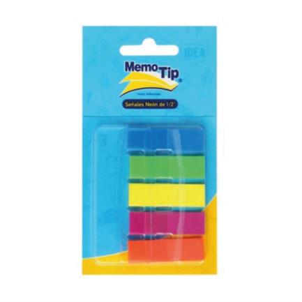 Banderitas JANEL Memo Tip Señales Plásticas 1.27 x 4.3cm con Despachador 125 Señales c/u