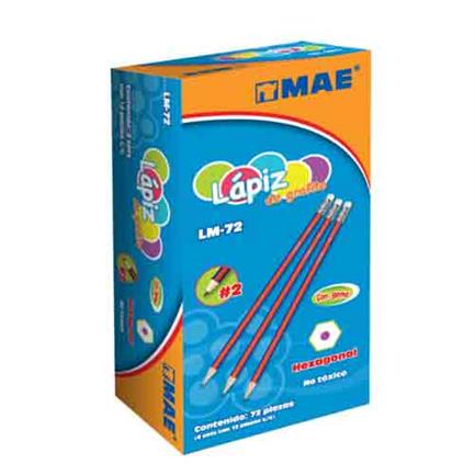 Lapiz Mae de Grafito Hexagonal Hb #2 Caja C/72 Piezas
