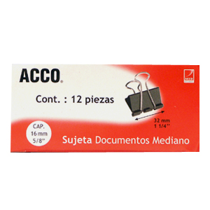 Sujeta documentos Acco 5434 mediano C/12 sujetadores