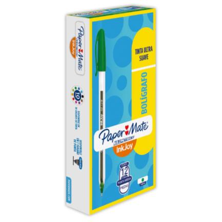 Bolígrafo Papermate kilométrico verde 1.0MM C/12