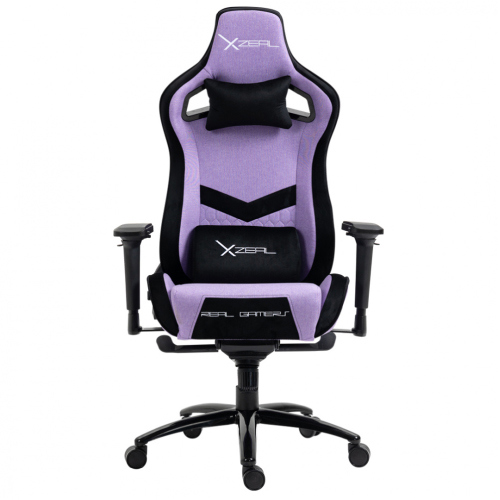 Silla Gamer Xzeal XZ50 Tela Foam Mecanismo Rana Reclinable 180° Base de Metal Piston clase 4 150Kg Brazos 4D Morada