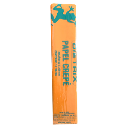 Papel Crepe Dietrix 50X200Cms Naranja Paquete Con 10 Hojas