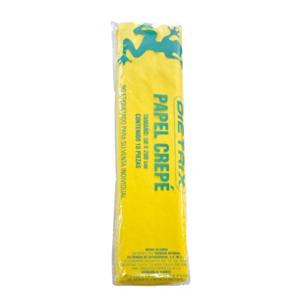 Papel crepe Dietrix 50 X 200 cms amarillo canario paquete con 10 hojas