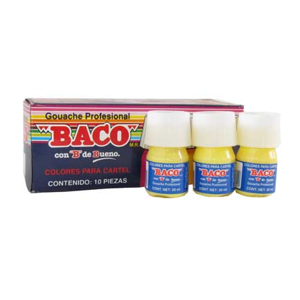 PINTURA BACO P/CARTEL 20ML AMARILLO PASTEL C/10