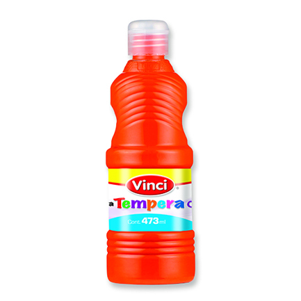 Pintura tempera vinci 473 ml rojo naranja