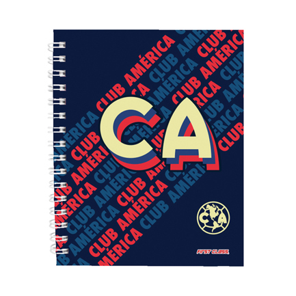 Libreta Dietrix First Class pasta dura  doble arillo  80 hojas raya Club America modelo CA azul