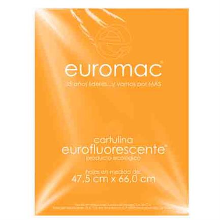 Cartulina Euromac fluorescente papaya 47.5X66CM C/10